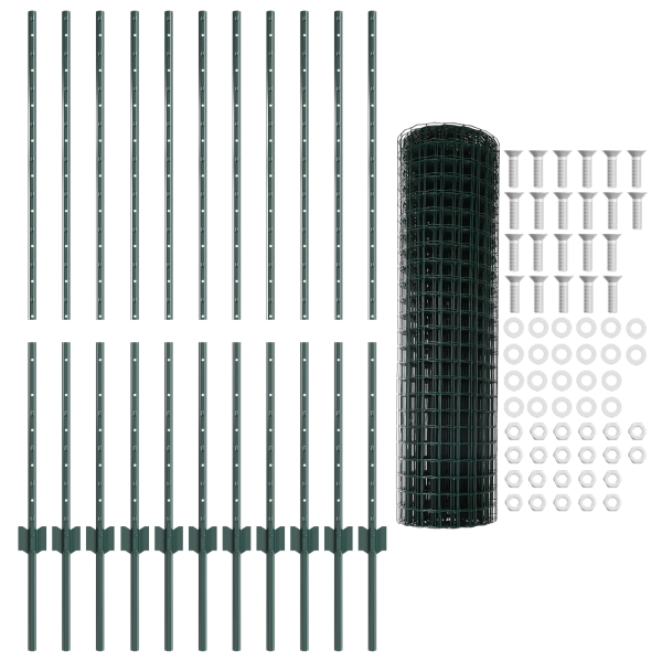 Juego de Cerca de Jardín Set de 2 Verde Metal recubierto de PVC M 5