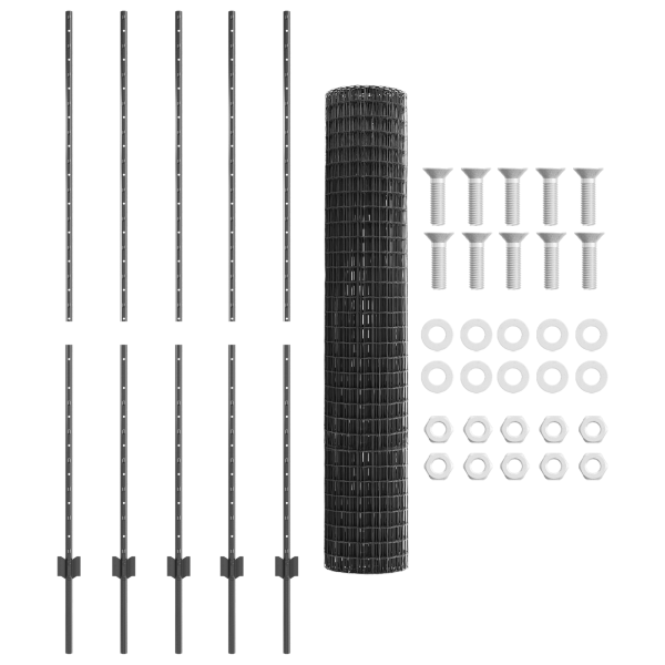 Juego de Valla de Jardín de  Set de 2 Gris Acero Galvanizado M 5