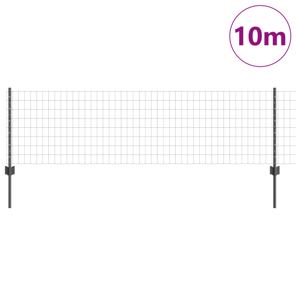 Cerca Euro com 5 Postes U Cinza 0.6x10 m Aço M 3