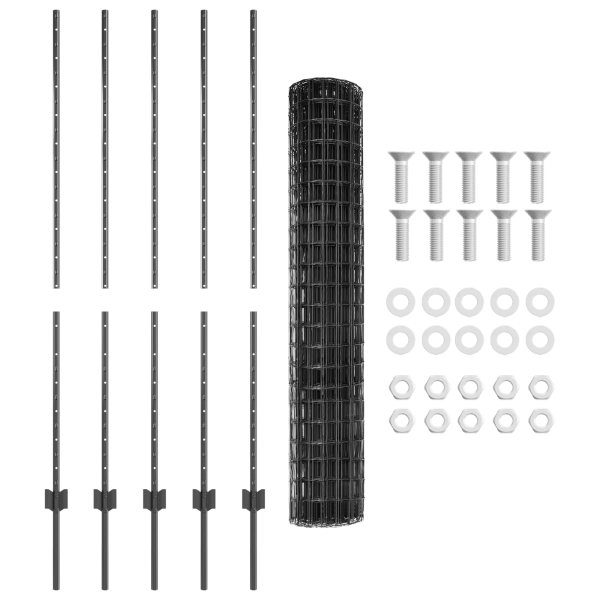 Juego de Cercas Enrollables de Jardín Conjunto de 2 Gris Metal M 4