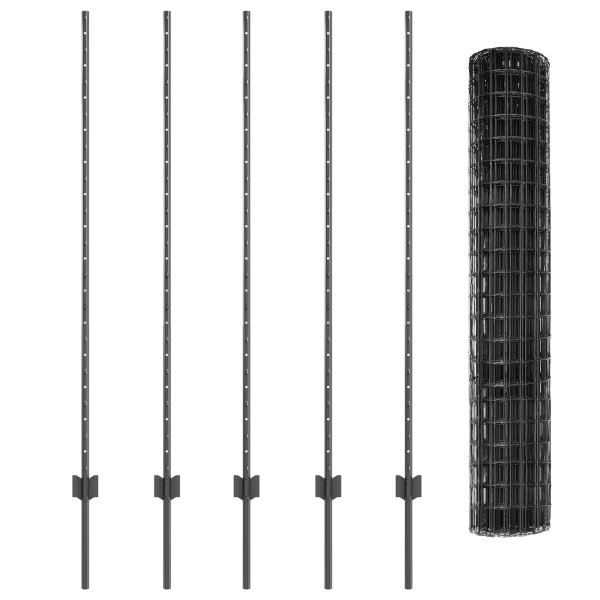 Cerca Euro com 10 Postes Cinzentos 1.4x10 m Aço M 5