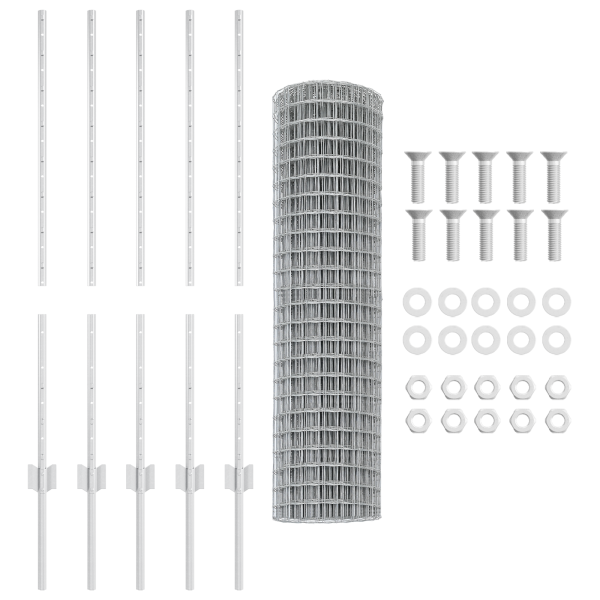 Juego de Cerca de Jardín  Juego de 2 Acero Galvanizado 10 x 1 m M 5