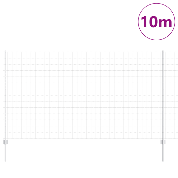 Cerca Euro com 10 Postes Prateados 1.4x10 m Aço M 3