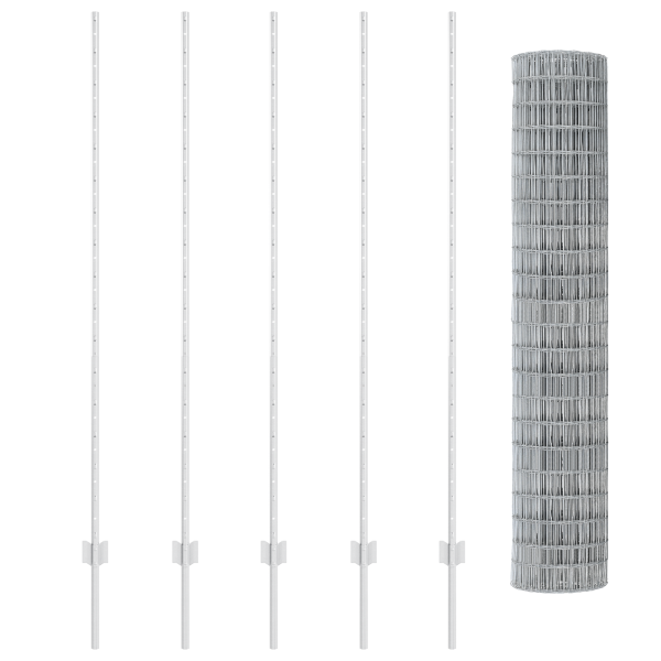 Cerca Euro com 10 Postes U Prateados 1.6x10 m Aço M 4