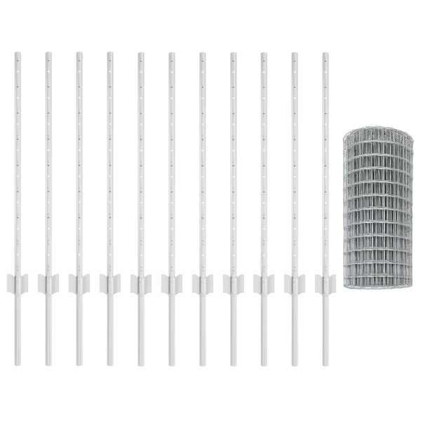 Cercas Euro com 11 Postes U Prata 0.8x25 m Aço M 4