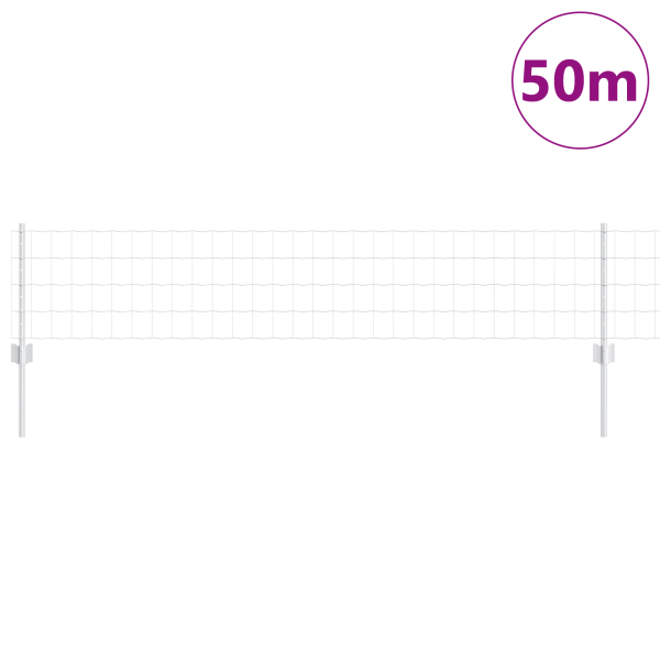Euro Fence com 11 Postes em U Prateado 0.4x50 m Aço M 3
