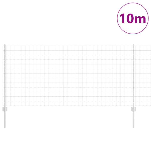 Cerca Euro com 10 Postes Prateados 1x10 m em Aço M 3