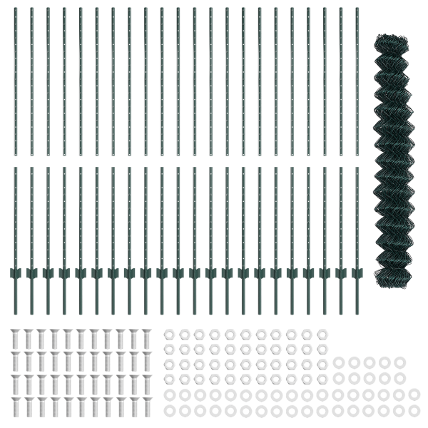 Conjunto de Cerca de Jardim Conjunto de 2 Verde Metal 25x1.5 m M 4