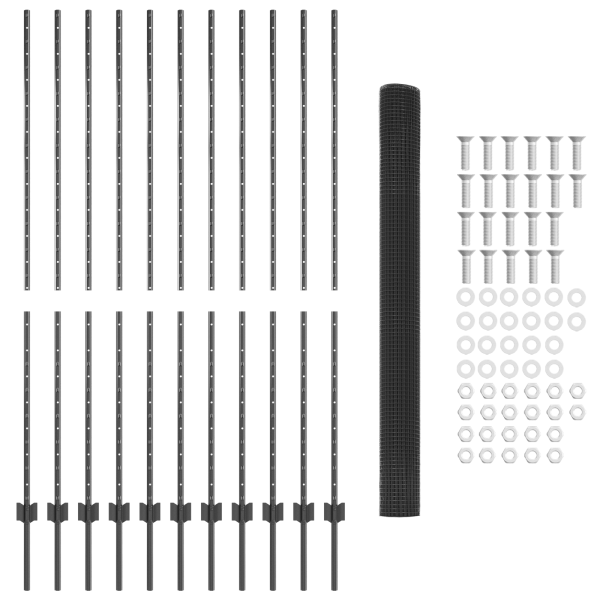 Juego de Cercas  Set de 2 Gris Metal 25 x 1.5 m Duradero M 5