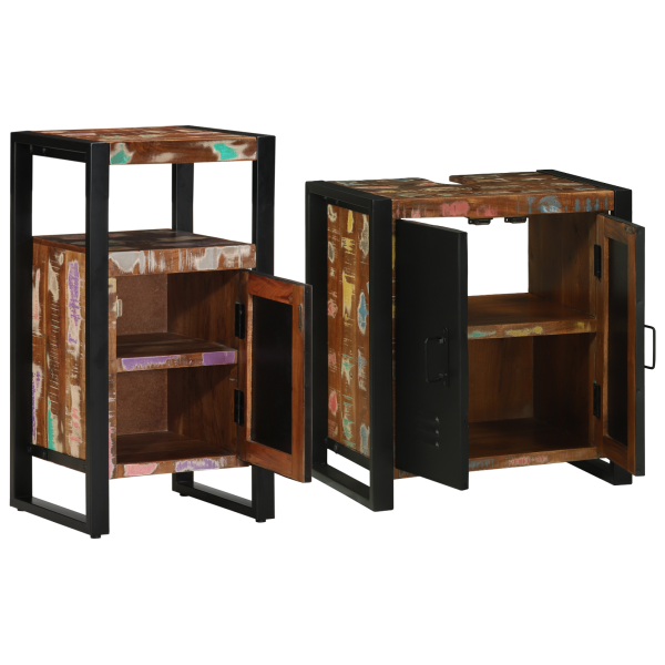 Conjunto de Móveis para Banheiro com prateleira com armazenamento com porta 2 pcs M 3