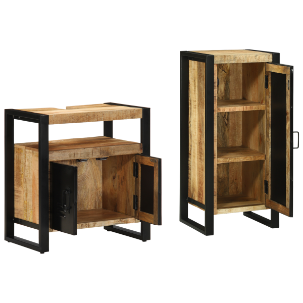 Juego de muebles de baño 2 pcs Marrón Madera de mango maciza M 4