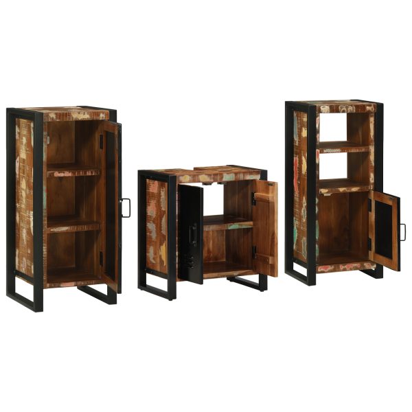 Juego de muebles de baño 3 pcs Madera reciclada maciza M 4