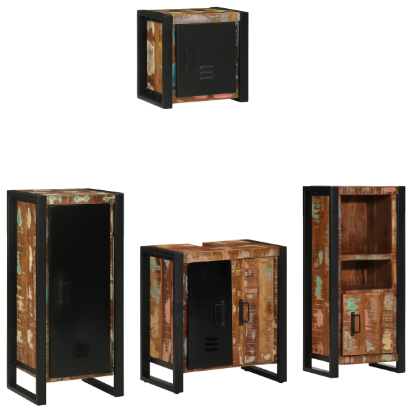 Juego de muebles de baño 4 pcs Madera reciclada maciza M 2