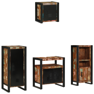 Conjunto de Móveis para Banheiro com prateleira com armazenamento com porta 4 pcs H