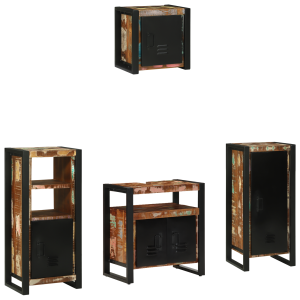 Juego de muebles de baño 4 pcs Madera reciclada maciza H