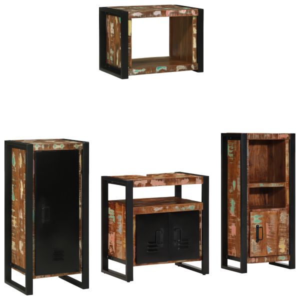 Juego de muebles de baño 4 pcs Madera reciclada maciza M 2