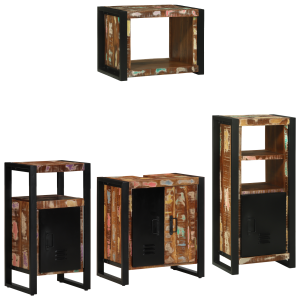 Juego de muebles de baño 4 pcs Madera reciclada maciza H