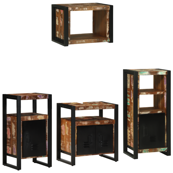 Juego de muebles de baño 4 pcs Madera reciclada maciza D
