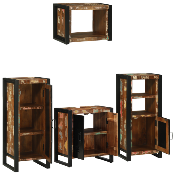 Juego de muebles de baño 4 pcs Madera reciclada maciza M 3