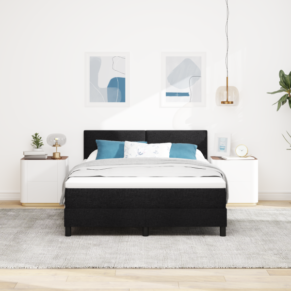 Cama Box Spring con Colchón Negra 140x200 cm Tela M 5