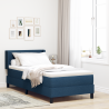 Cama Box Spring de con colchón. azul. 100 x 200 cm. tela. 1