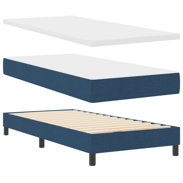 Cama Box Spring de con colchón. azul. 100 x 200 cm. tela. M 2