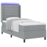 Cama Box Spring com colchão e LED cinza claro 100x200 cm. tecido. 2