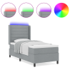 Cama Box Spring colchón y LED tela gris claro 100x200 cm 3