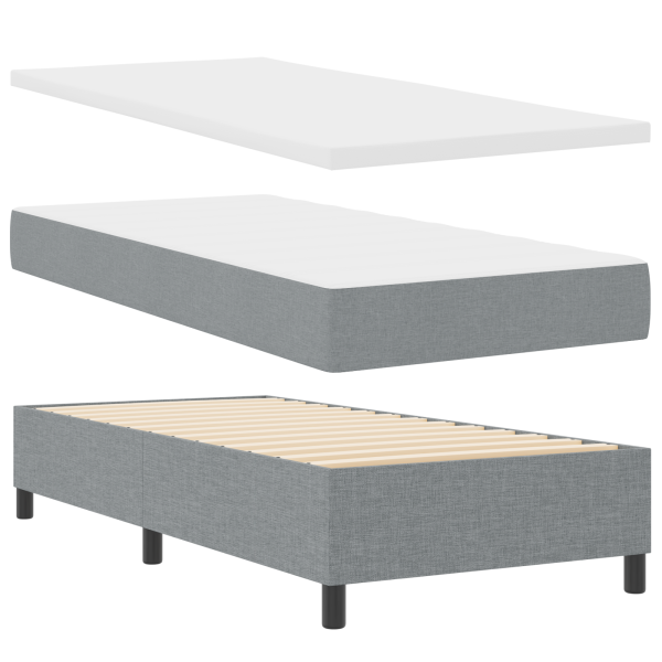 Cama Box Spring com colchão e LED cinza claro 100x200 cm. tecido. M 5