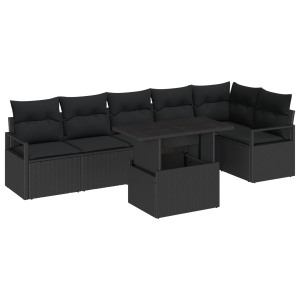 Conjunto de Sofá de Jardim 7 pcs Preto 100 x 55 x 73 cm H