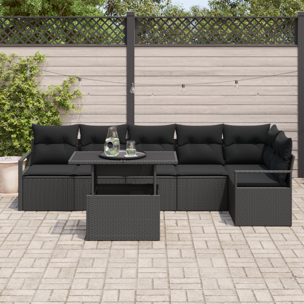 Conjunto de Sofá de Jardim 7 pcs Preto 100 x 55 x 73 cm M 3
