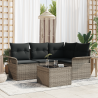 Conjunto de Sofá de Jardim de 4 Peças com Almofadas de Rattan Preto Polirattan 1