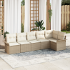 Set de Sofá de Jardín  de 6 Piezas con Cojines Beige Poliratán 1