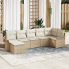 Conjunto de Sofá de Jardim Conjunto de 4 Bege e branco 1