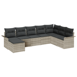 Conjunto de Sofá Modular de 8 Peças com Almofadas Cinza Claro Rattan H