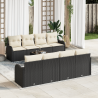 Conjunto de Sofá de Jardim 9 Peças com Almofadas de Rattan Preto 1