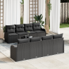 Conjunto de Sofá de Jardim 9 Peças com Almofadas de Rattan Preto 1