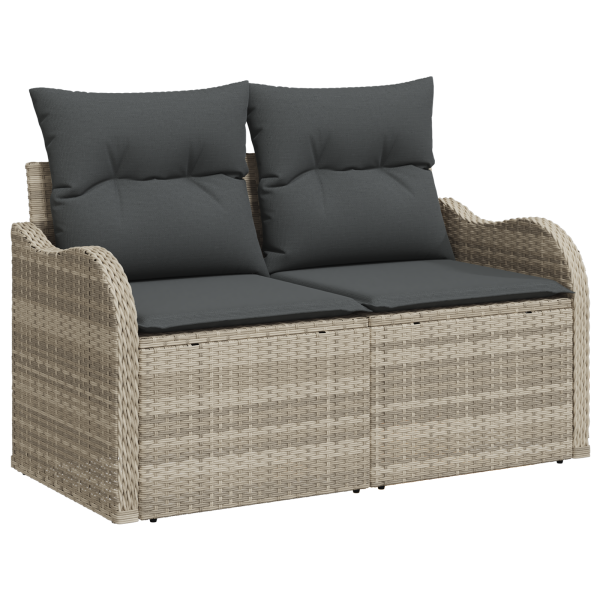 Conjunto de Sofá para Jardim de 8 Peças com Almofadas Cinza Claro Rattan Sintético M 4
