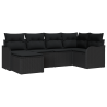 Conjunto de Sofá de Jardim  com 6 Peças e Almofadas Rattan Preto 2
