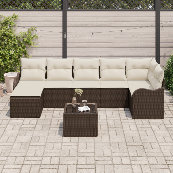 Conjunto de Sofás de Jardim  de 7 Peças com Almofadas Cinza Polirattan M 3
