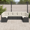 Conjunto de Sofá de Jardim com 9 peças e Almofadas Preto Rattan Poly 3
