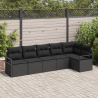 Conjunto de Sofá de Jardim  6 Peças com Almofadas Preto Rattan Polipropileno 1