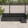 Conjunto de Sofá de Jardim  6 Peças com Almofadas Preto Rattan Polipropileno 3