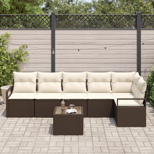 Conjunto de Sofá de Jardim  com 6 Peças e Almofadas cinza Rattan Poly M 3