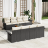 Conjunto de Sofá de Jardim  9 Peças com Almofadas Preto Polyrattan Acácia 1