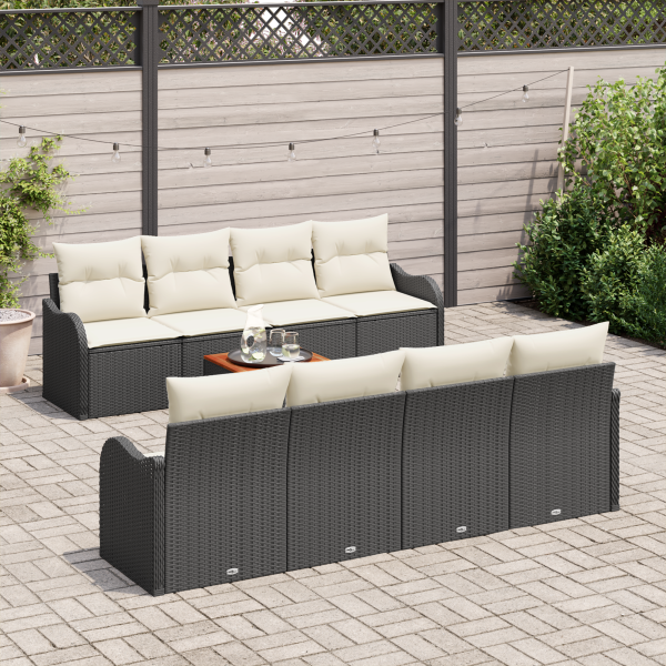 Conjunto de Sofá de Jardim 9 pcs Preto. branco Médio M 3