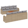 Conjunto de Sofá de Jardín de 9 Piezas con Cojines Beige de Poliratán Acacia 2