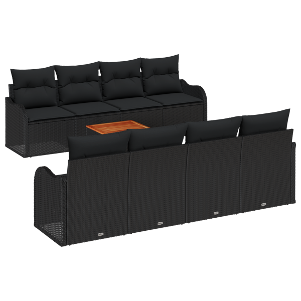 Conjunto de Sofá de Jardim 9 pcs Preto Largo M 2