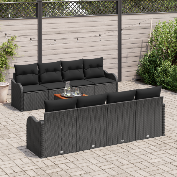 Conjunto de Sofá de Jardim 9 pcs Preto Largo M 3