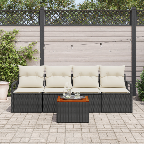 Conjunto de Sofá Jardim 5 pcs Preto. branco 55 x 55 x 37 cm M 3